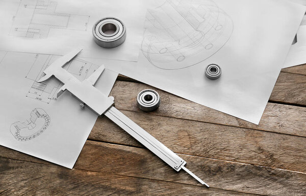 Workplace of engineer in office