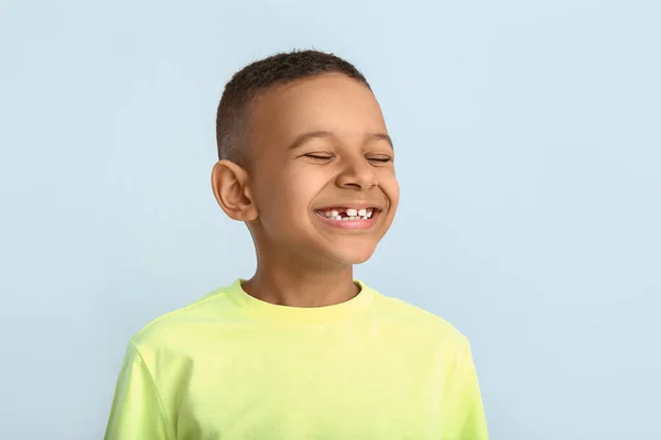 Happy Smiling African American Boy Color Background — Stock Photo, Image