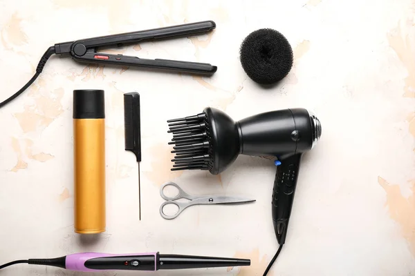 Modern Hairdresser Tools Light Background — Stock Photo, Image