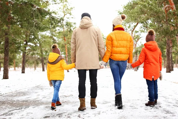 Família Feliz Parque Dia Inverno — Fotografia de Stock