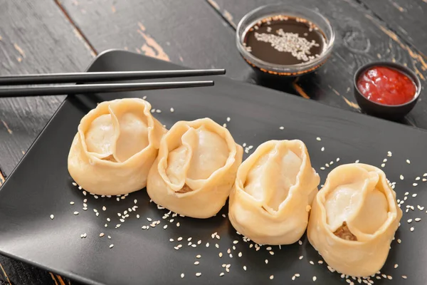 Plate Oriental Dumplings Table — Stock Photo, Image