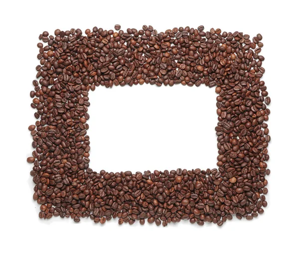 Frame Made Coffee Beans White Background — Stock Photo, Image