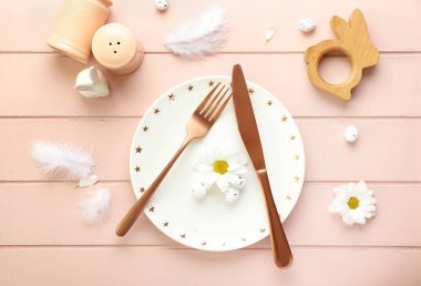 Ahşap arka plan güzel Paskalya Tablo ayarı