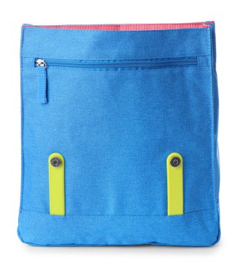 Beyaz arka plan üzerinde okul sırt çantası