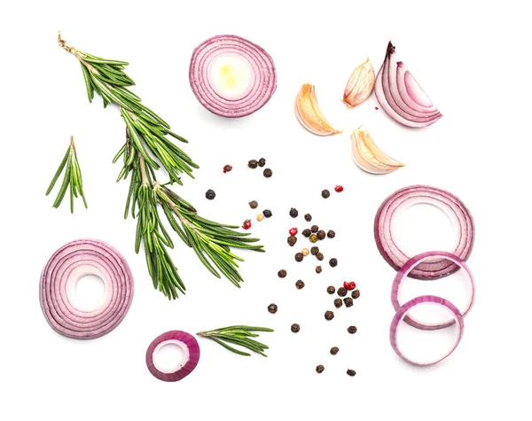 Fresh Raw Onion Spices White Background — Stock Photo, Image
