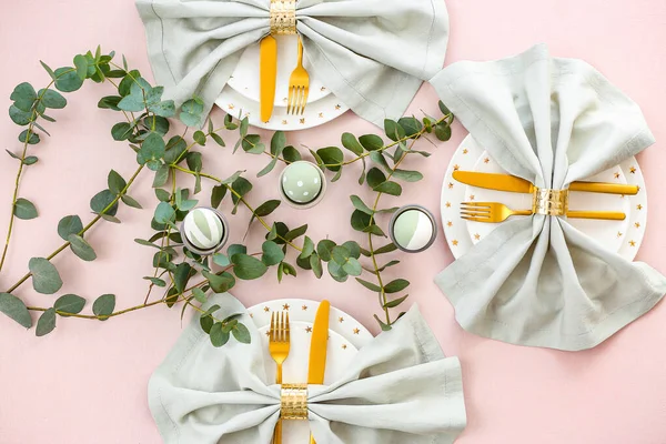 Beautiful Table Setting Easter Celebration — Stock Photo, Image