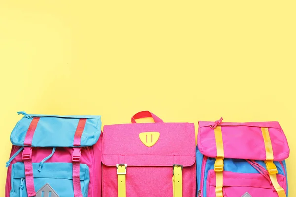 School Backpacks Color Background — Stock Photo, Image