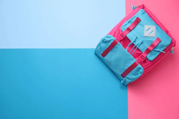 School Backpack Color Background — Stock Photo, Image