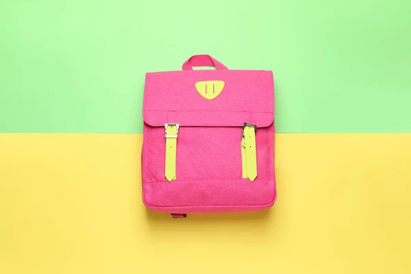 Plecak Szkolny Tle Koloru — Zdjęcie stockowe