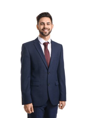 Beyaz arka planda yakışıklı iş adamının portresi