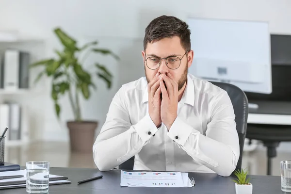 Young Worried Businessman Office — Stock Photo, Image