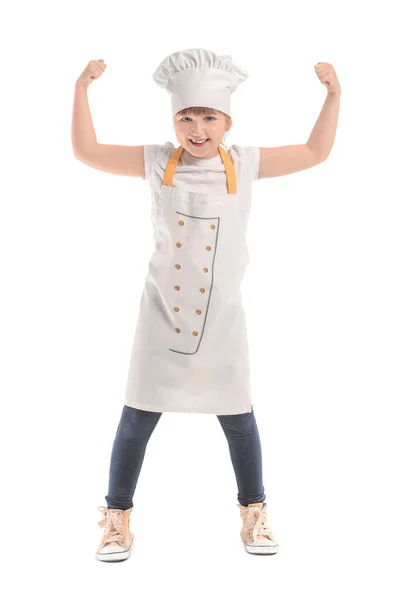 可爱的小厨师在白色背景 — 图库照片