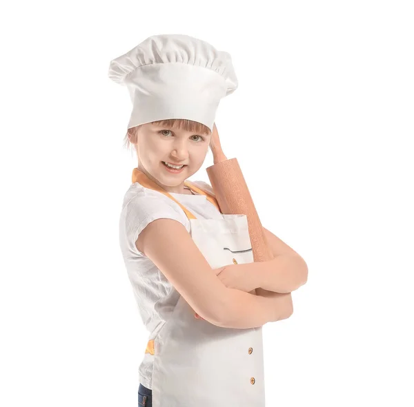 Carino Piccolo Chef Sfondo Bianco — Foto Stock