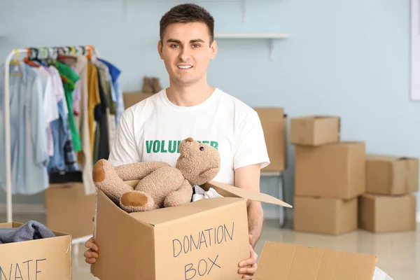 Volunteer Donations Poor People Indoors — Stock Photo, Image