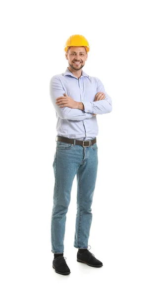 Male Engineer White Background — Stock Photo, Image