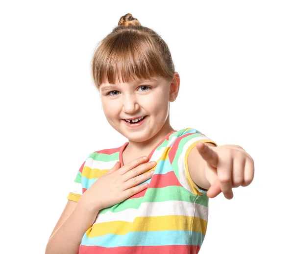 Smiling Little Girl White Background — Stock Photo, Image