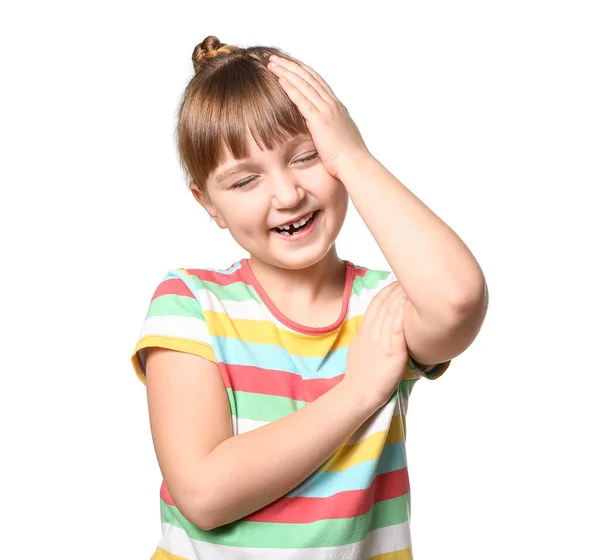 Laughing Little Girl White Background — Stock Photo, Image