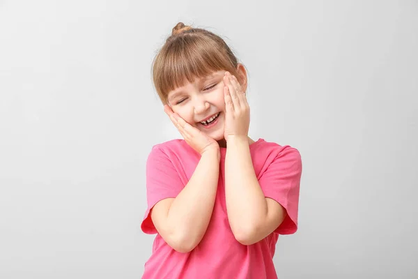 Laughing Little Girl Light Background — Stock Photo, Image