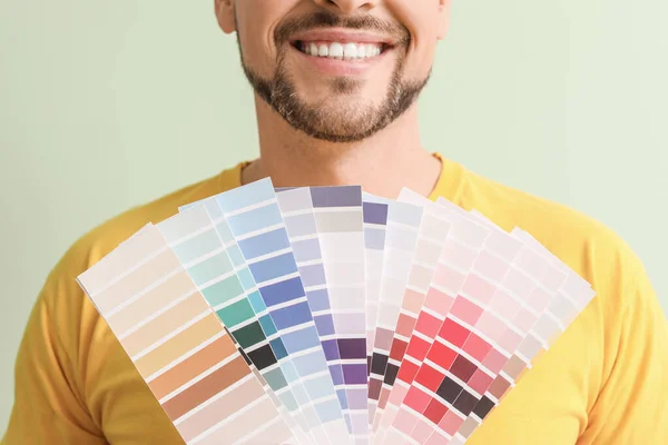 Man Color Palettes Green Background — Stock Photo, Image