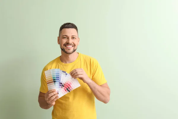 Man Color Palettes Green Background — Stock Photo, Image