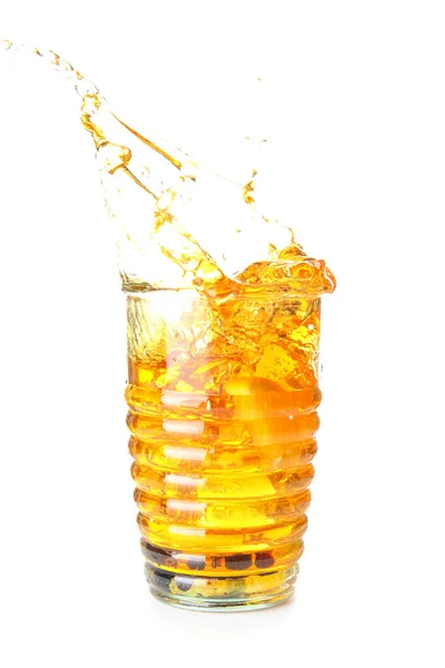 Glass Cold Cocktail Splashes White Background — Stock Photo, Image