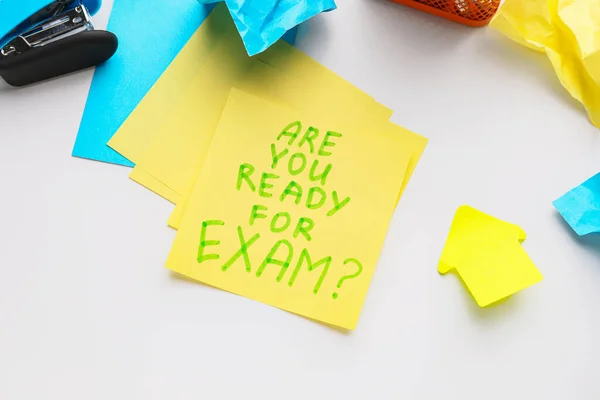 Paper Sheets Text You Ready Exams White Background — Stock Photo, Image