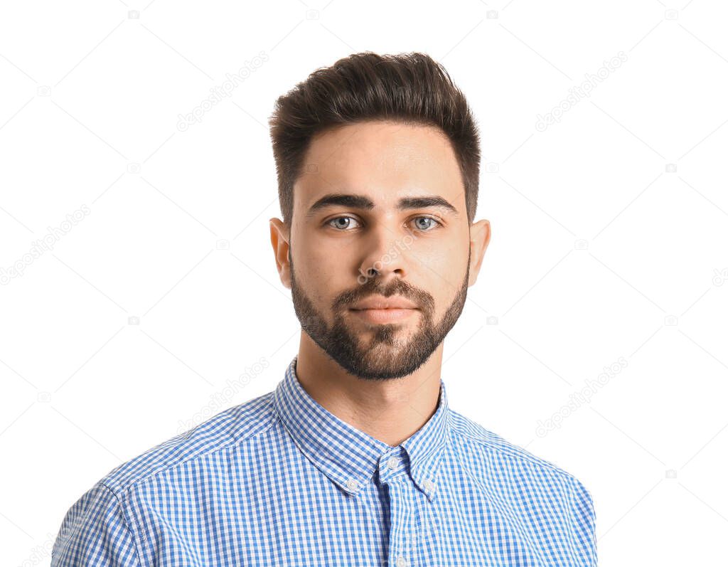 Handsome young man on white background