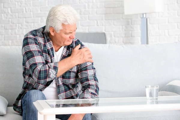 Senior Man Suffering Parkinson Syndrome Home — Stock Photo, Image