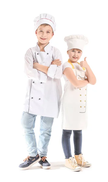 Cute Little Chefs White Background — Stock Photo, Image