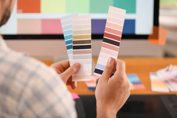 Male Designer Color Palettes Office Closeup — Stock Photo, Image