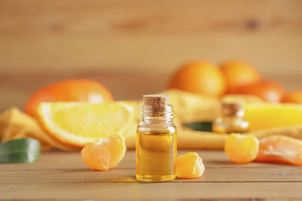 Bottle Citrus Essential Oil Table — Stock Photo, Image