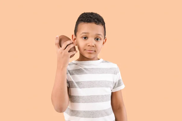 Cute African American Boy Sweet Chocolate Egg Color Background — Stock Photo, Image