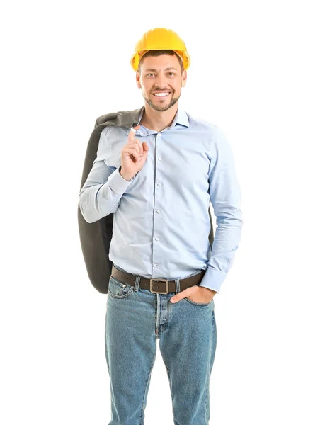 Ingeniero Masculino Sobre Fondo Blanco —  Fotos de Stock