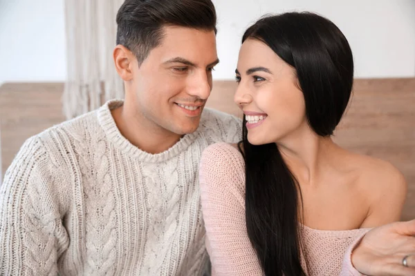 Young Couple Video Chatting Home — Stock Photo, Image