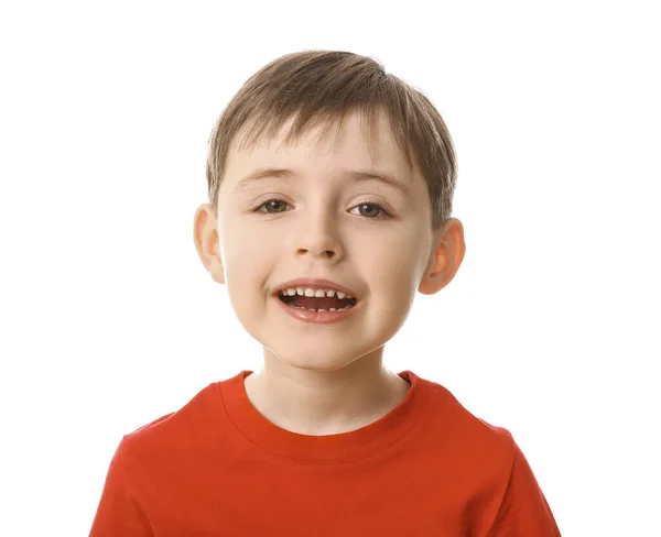 Glücklich Lächelnder Kleiner Junge Auf Weißem Hintergrund — Stockfoto