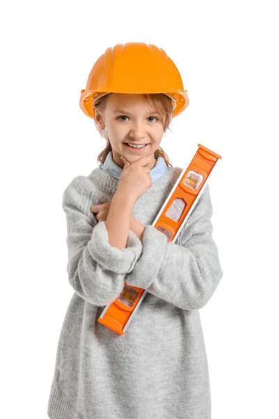 Cute Little Architect White Background — Stock Photo, Image