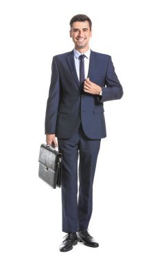 Male bank manager on white background clipart