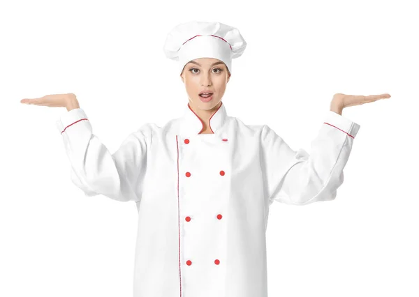 Belle Chef Féminine Sur Fond Blanc — Photo