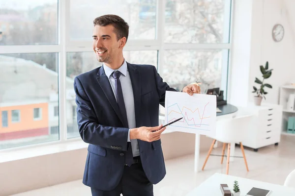 Male Bank Manager Working Office — Stock Photo, Image