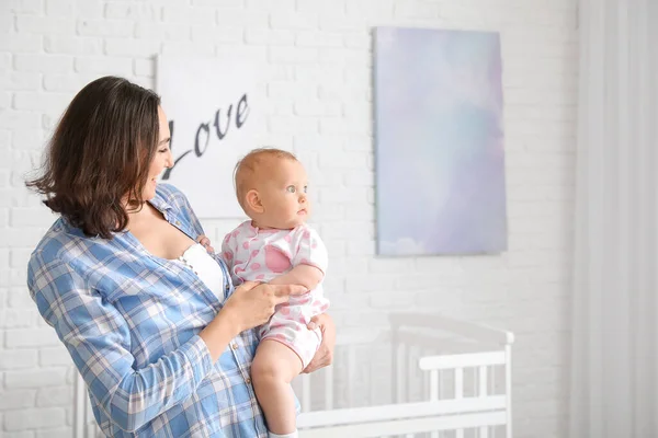 Cute Baby Mother Home — Stock Photo, Image