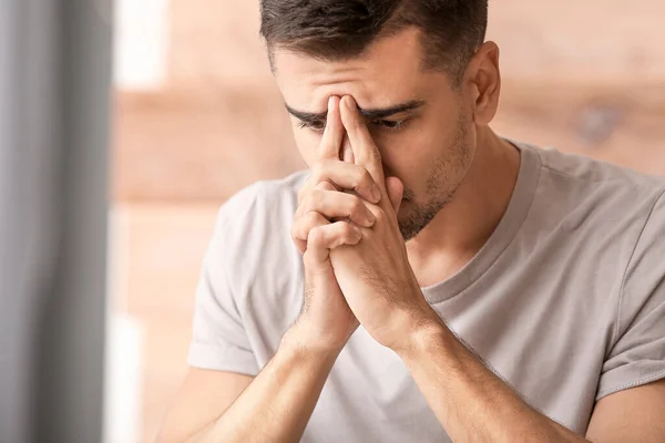 Depressed Young Man Home — Stock Photo, Image