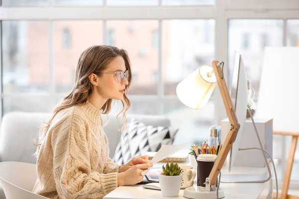 Female Interior Designer Working Office — Stock Photo, Image