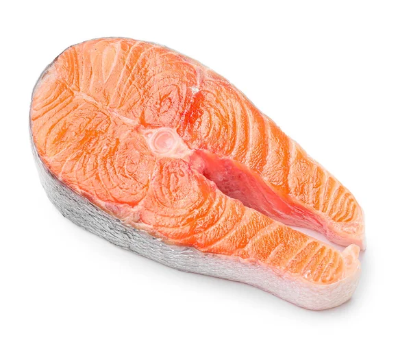 Raw Salmon Steak White Background — Stock Photo, Image