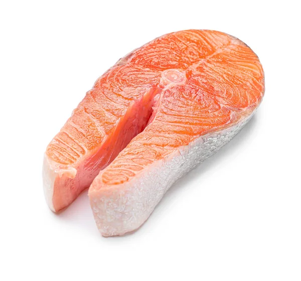 Raw Salmon Steak White Background — Stock Photo, Image