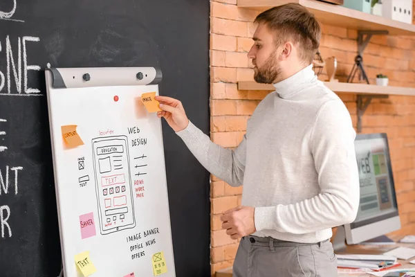 Diseñador Masculino Trabajando Oficina —  Fotos de Stock