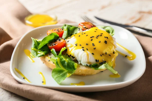Tasty Egg Benedict Plate — Stock Photo, Image