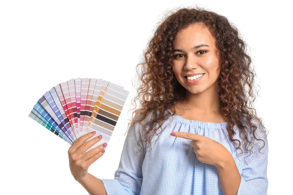 African American Woman Color Palettes White Background — Stock Photo, Image