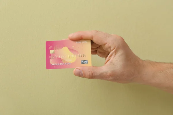 Male Hand Credit Card Color Background — Stock Photo, Image