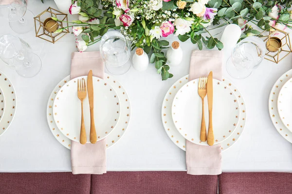 Hermosa Mesa Para Celebración Boda Restaurante — Foto de Stock