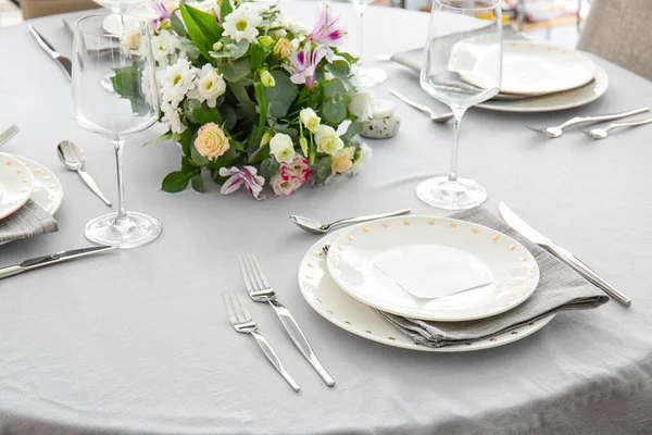 Hermosa Mesa Para Celebración Boda Restaurante — Foto de Stock